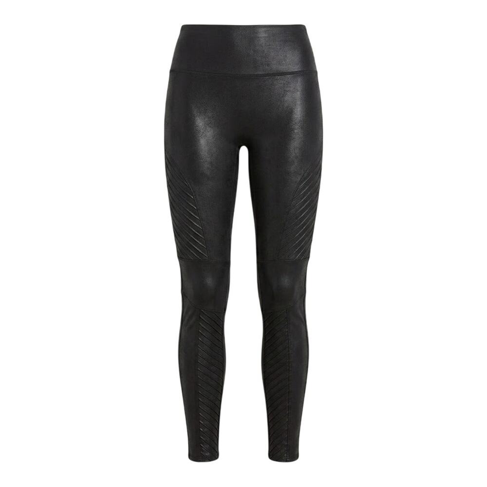 Spanx Women's L Edgy Grunge‎ Streetwear Faux Leather Moto Leggings Tummy Control